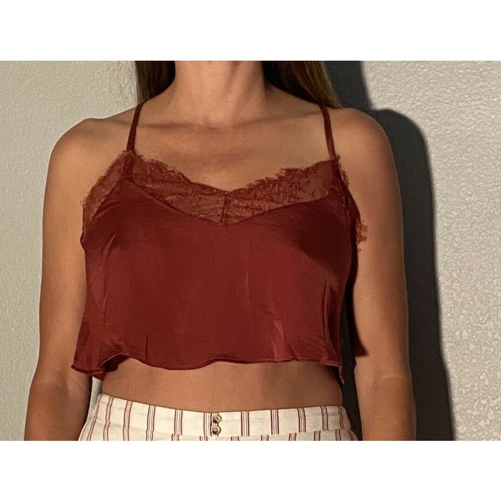 NWT Cropped Lace Camisole Rust Red Size Small  Super Cute Boho Hippie Sexy